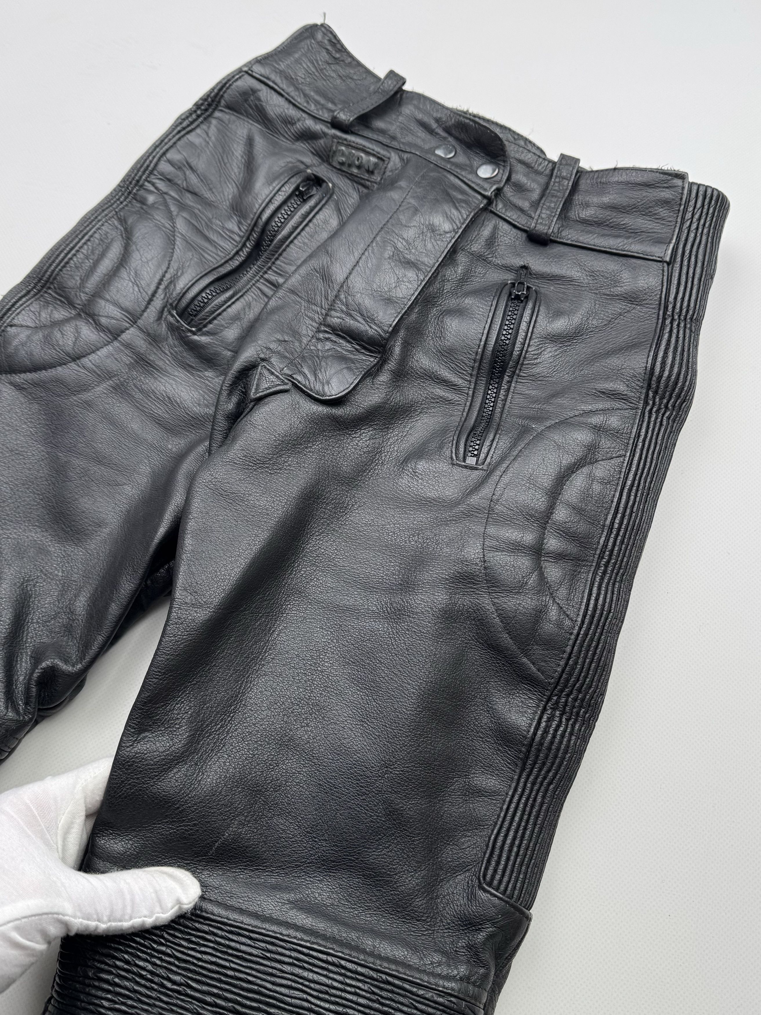 Vintage 90's Leather Biker Pants B508(V321)E2 Size 25" / US 0 / IT 36 - 7 Thumbnail