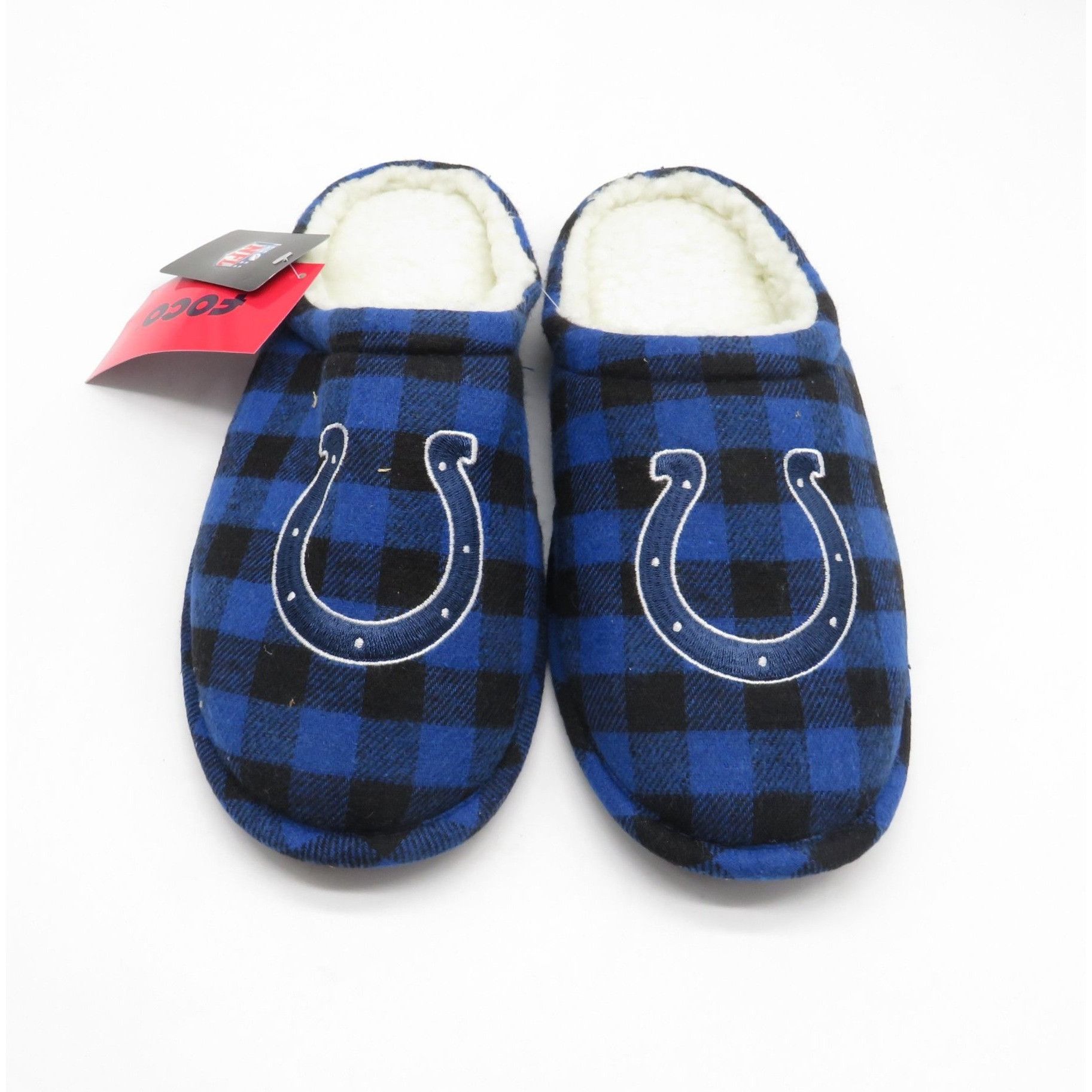 Other Indianapolis Colts Blue Black Checkered Fleece Slippers Whit Size US 7 / EU 40 - 1 Thumbnail