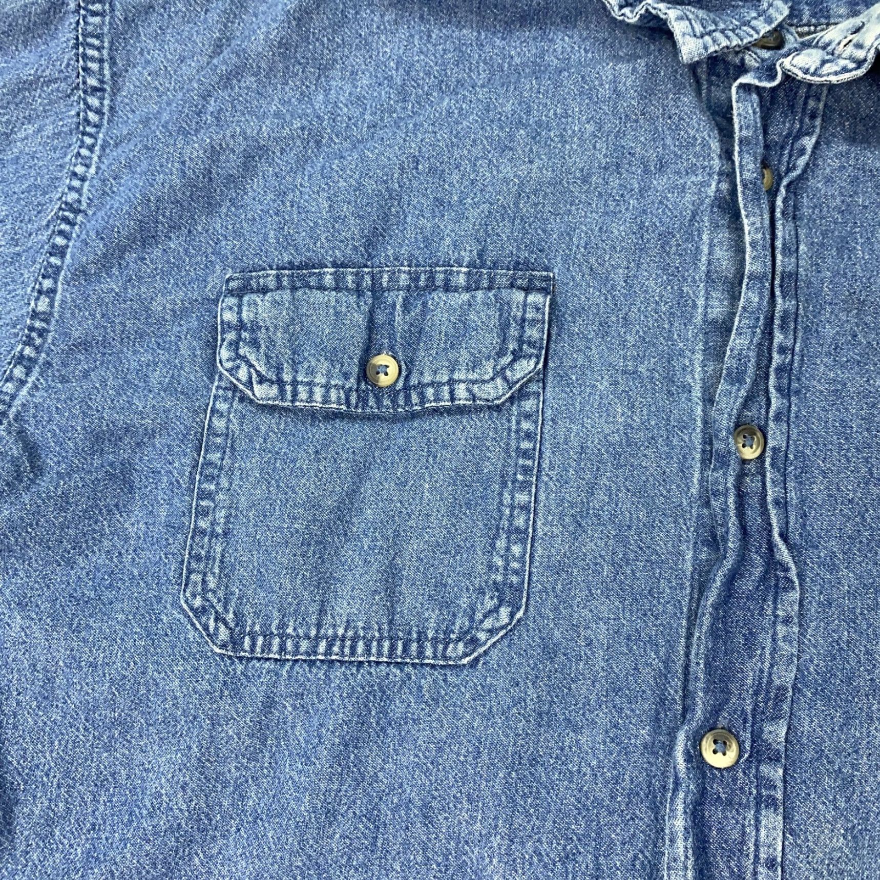 Wrangler Wrangler Shirt 2XL Blue Denim Western Long Sleeve Button-Up Casual Classic Pockets Mens Size US XXL / EU 58 / 5 - 4 Thumbnail