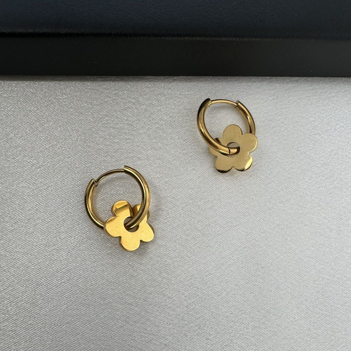 Other Elegant Flower Hoop Earrings for Women Size ONE SIZE - 3 Thumbnail