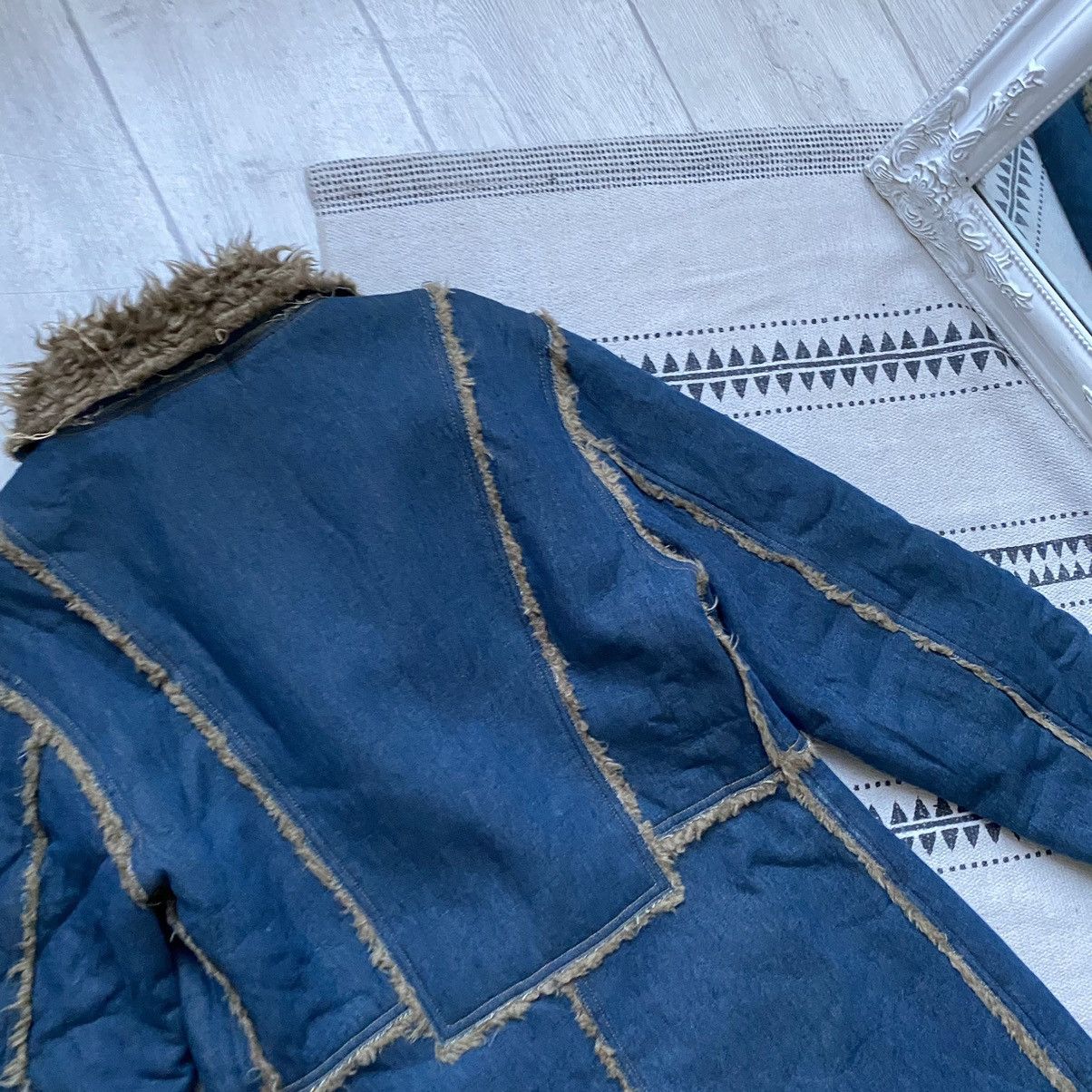 Hysteric Glamour Vintage 90s Y2K Denim Faux Fur Coat Trench Penny Lane Size L / US 10 / IT 46 - 10 Thumbnail