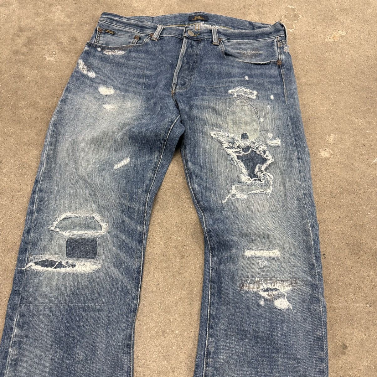 Japanese Brand POLO RALPH LAUREN VARICK SLIM REPAIRED PATCHWORK JEANS Size US 31 - 2 Thumbnail