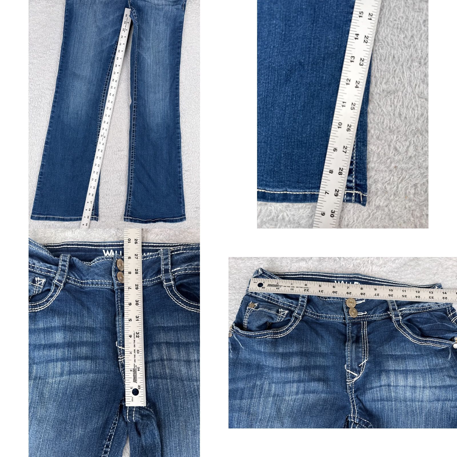 Vintage Wallflower Jeans Juniors 9 Blue Denim Jeans The Luscious Curvy Fit Cotton 28x30 Bootcut Stretch Womens Size 30" / US 8 / IT 44 - 8 Thumbnail