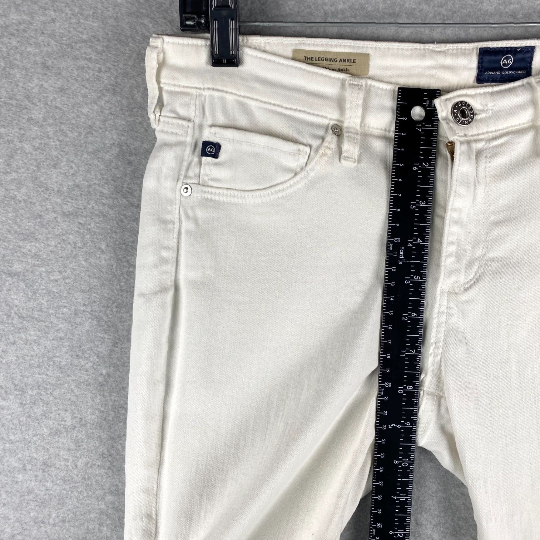 Vintage AG Adriano Goldschmied Jeans Womens 28 R The Legging Super Skinny White Denim Distressed 5-Pocket Zip Slim Fit Modern USA Womens Size 28" / US 6 / IT 42 - 5 Thumbnail