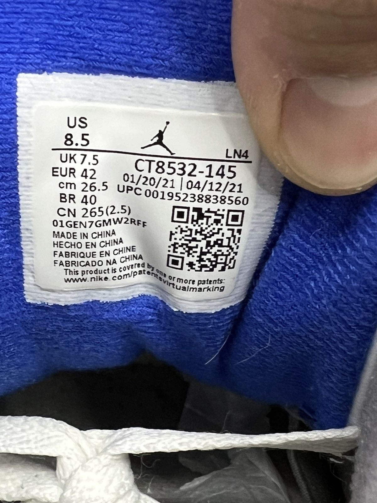 Jordan Brand Air Jordan 3 Retro Racer Blue Size 8.5 (CT8532-145) Size US 8.5 / EU 41-42 - 7 Thumbnail