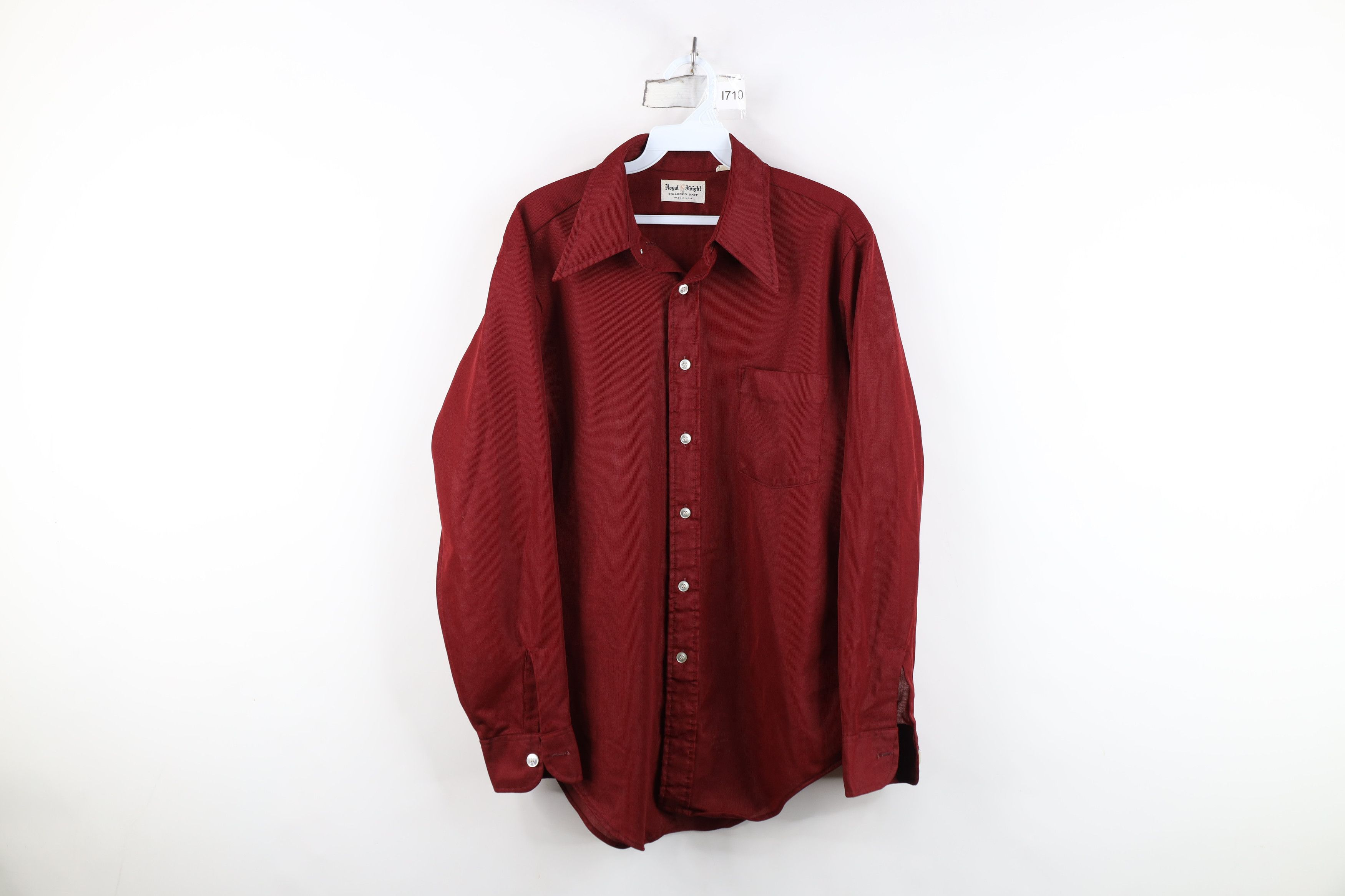 Vintage Vintage 70s Streetwear Knit Collared Button Shirt Red USA Size US M / EU 48-50 / 2 - 1 Thumbnail