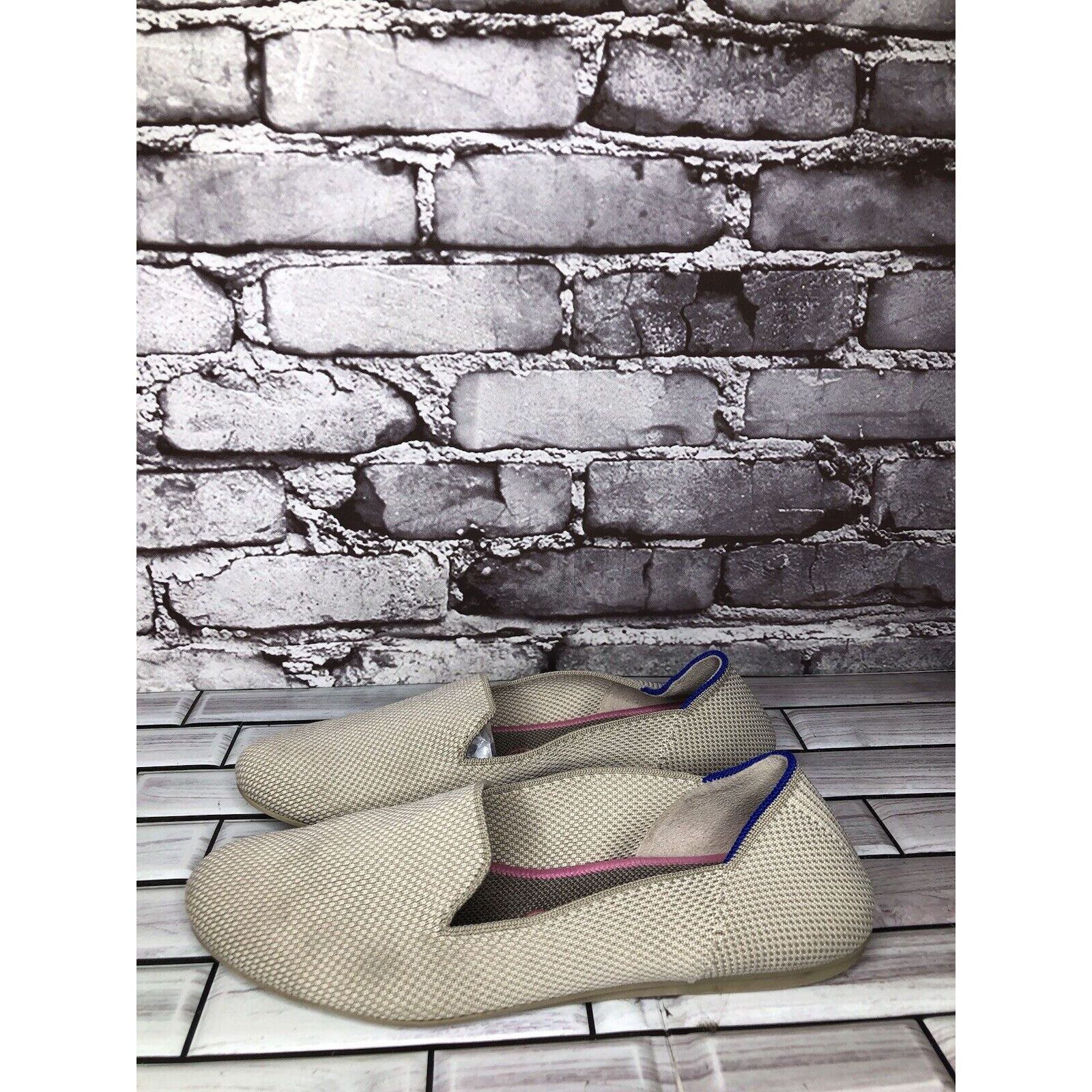 Other Rothys Cream Gray Knit Casual Slip On Round Toe Ballet Flats Size US 8.5 / IT 38.5 - 6 Thumbnail