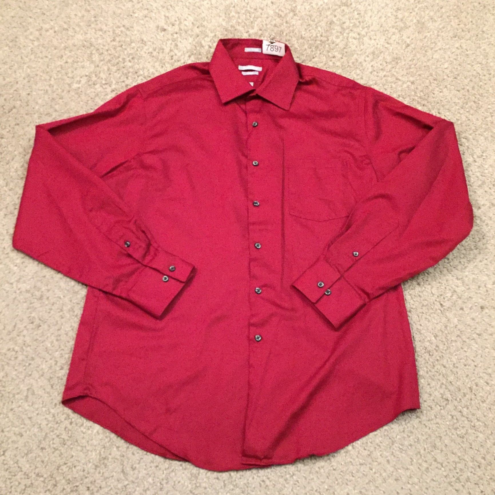 Van Heusen Van Heusen Shirt Mens 16.5 Red Lux Sateen Long Sleeve Fitted Button Up Size US XL / EU 56 / 4 - 2 Thumbnail