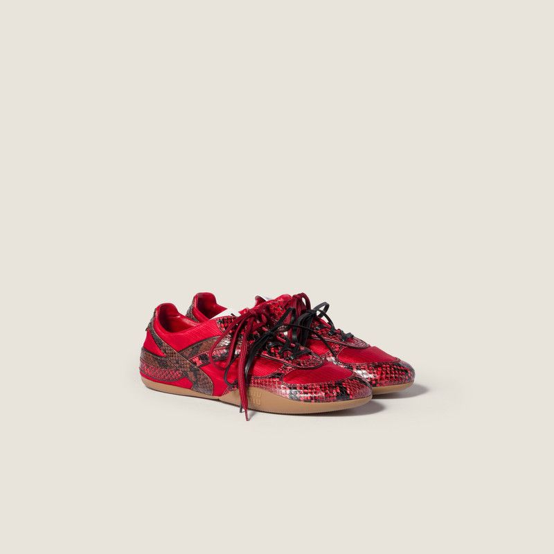 Miu Miu o1B3y1r0526 Gymnasium Technical Fabric Python-Print Sneakers Size US 9 / IT 39 - 2 Thumbnail