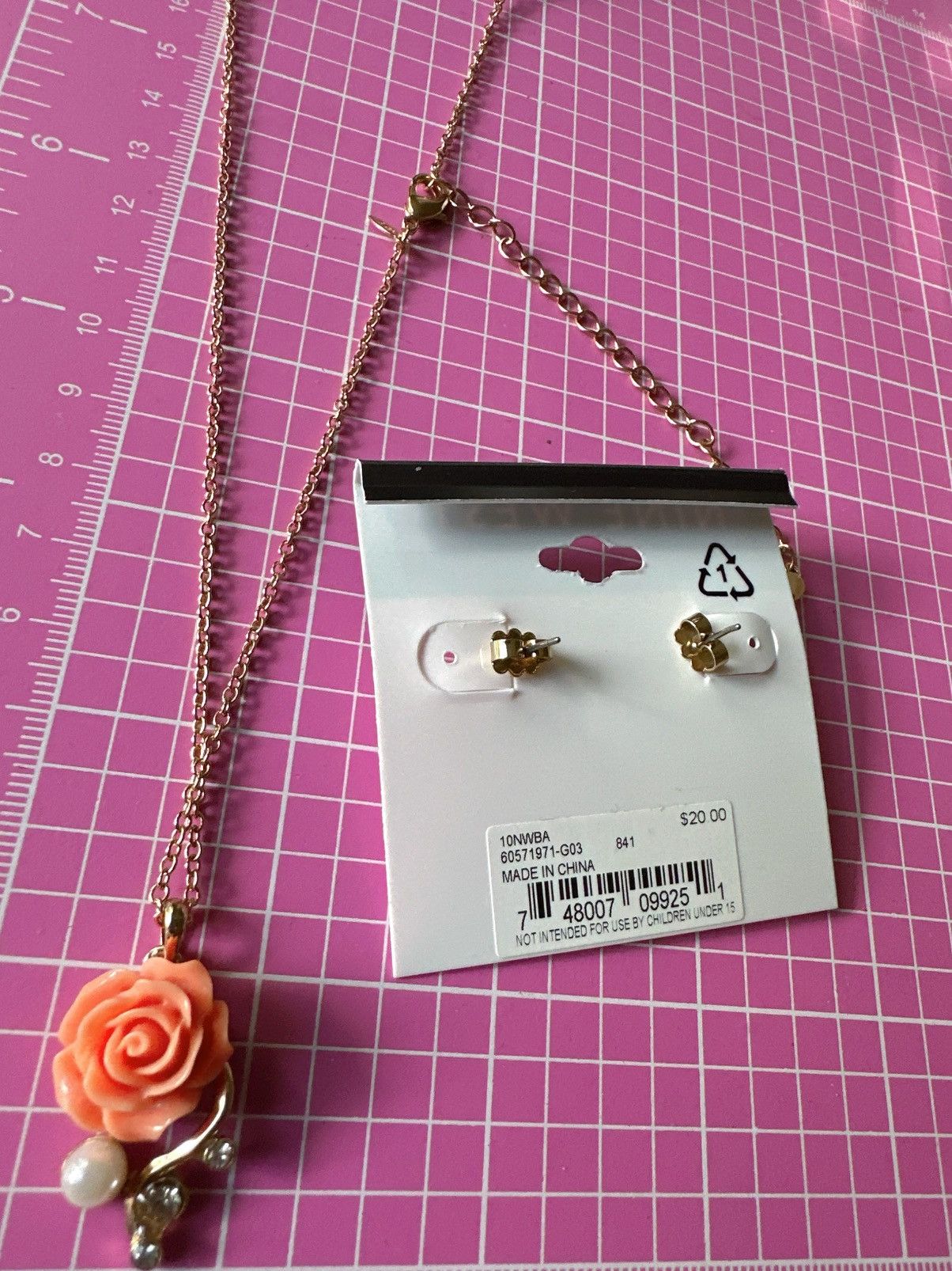 Nine West Nine West 2pc set necklace + earring Flower orange rose Size ONE SIZE - 3 Thumbnail