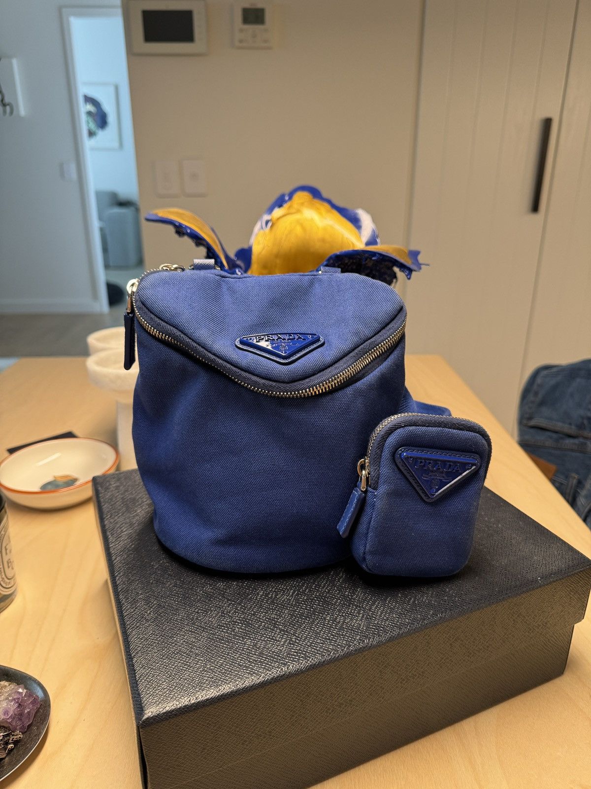 image of Prada Ss22 Bucket Bag in Blue, Men's