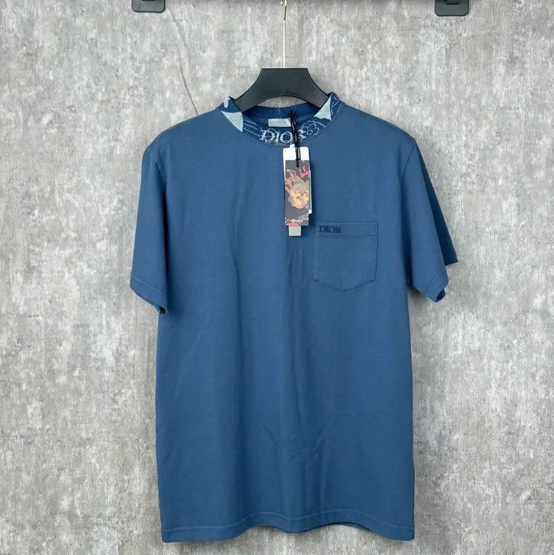 Dior Dior Peacock Blue Cotton T-Shirt for Men 0089 Size US M / EU 48-50 / 2 - 1 Thumbnail