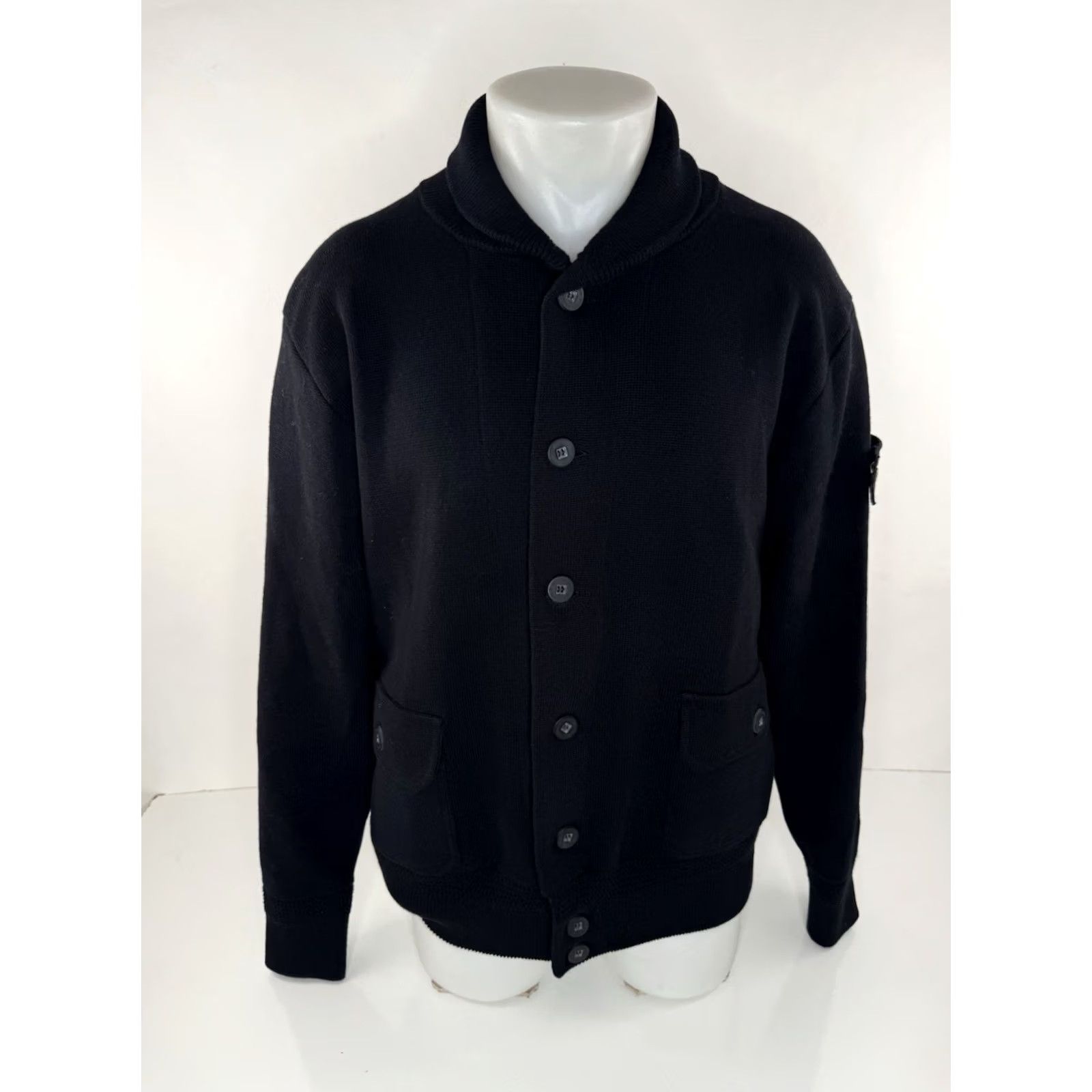 Vintage RED CANOE Cardigan Sweater Mens XL Black Knit Long Sleeve Military Shawl - Excellent Size US XL / EU 56 / 4 - 2 Thumbnail