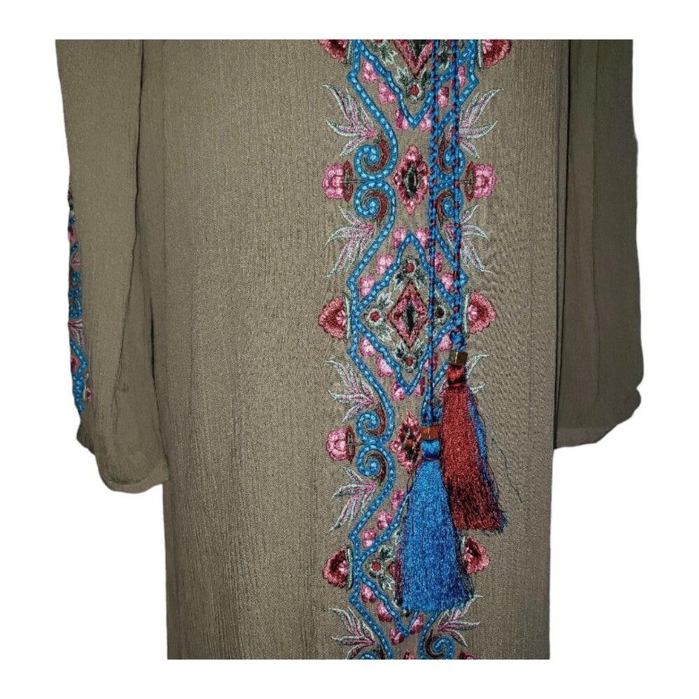 Designer CT1572 Soft Surroundings Olive Long Sleeve Maxi Dress M Size M / US 6-8 / IT 42-44 - 3 Thumbnail
