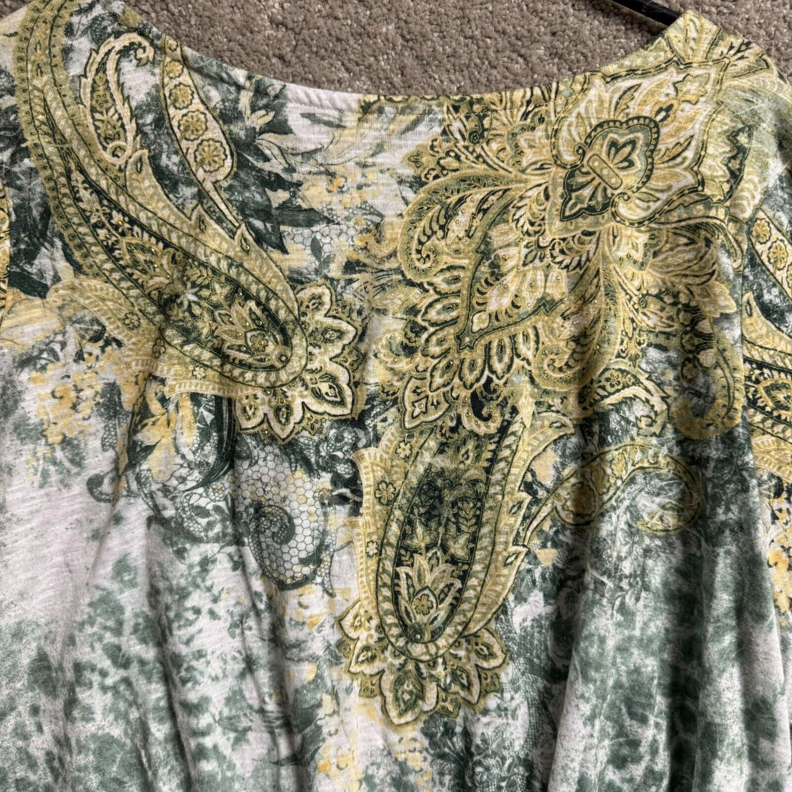 Other Women Plus XXL Top Rhinstones Boho Chic Garden Fairy Paisley Size XXL / US 16-18 / IT 52-54 - 4 Thumbnail