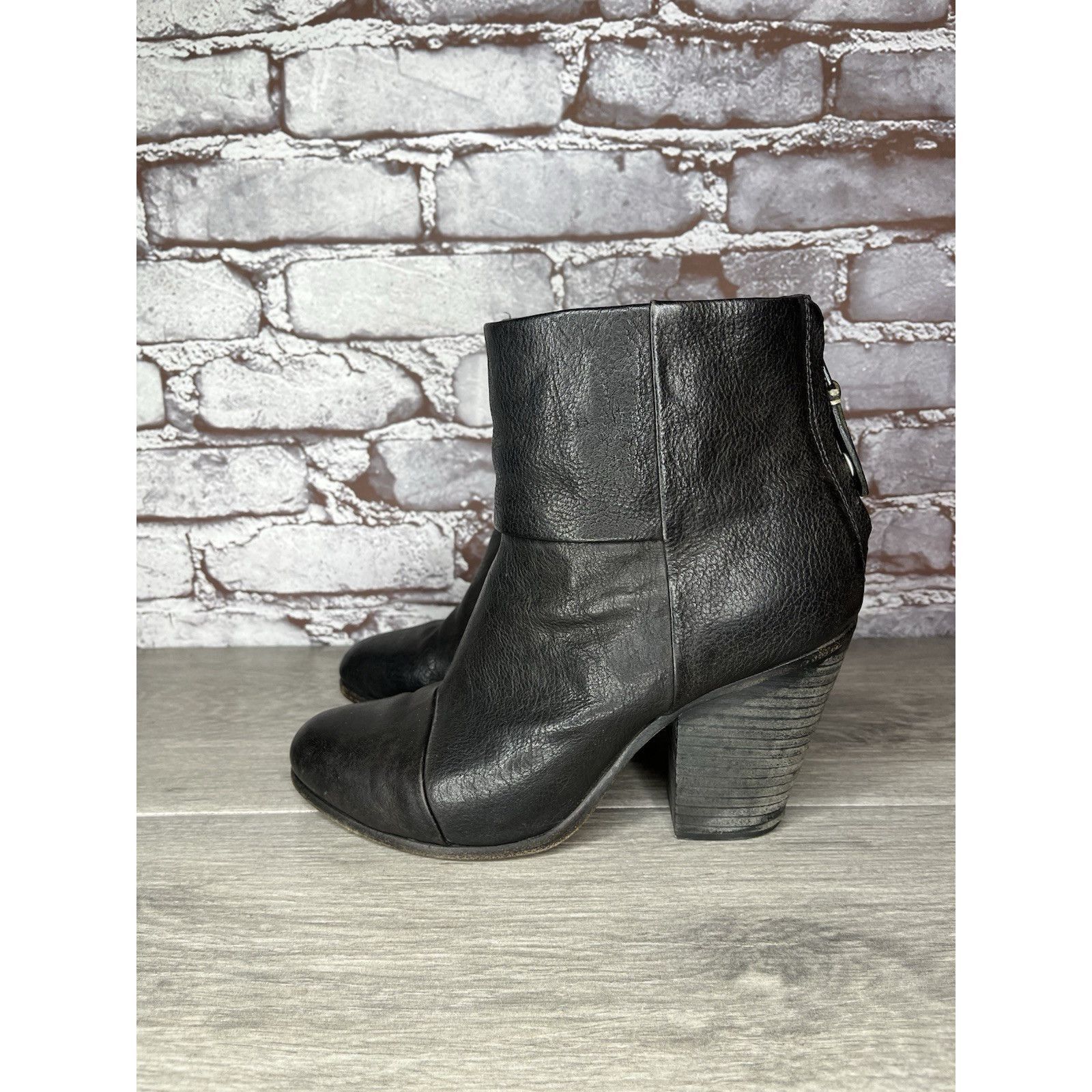 Rag & Bone Rag Bone Newbury Black Leather Stacked Heel Ankle Booties Wo Size US 8 / IT 38 - 16 Thumbnail