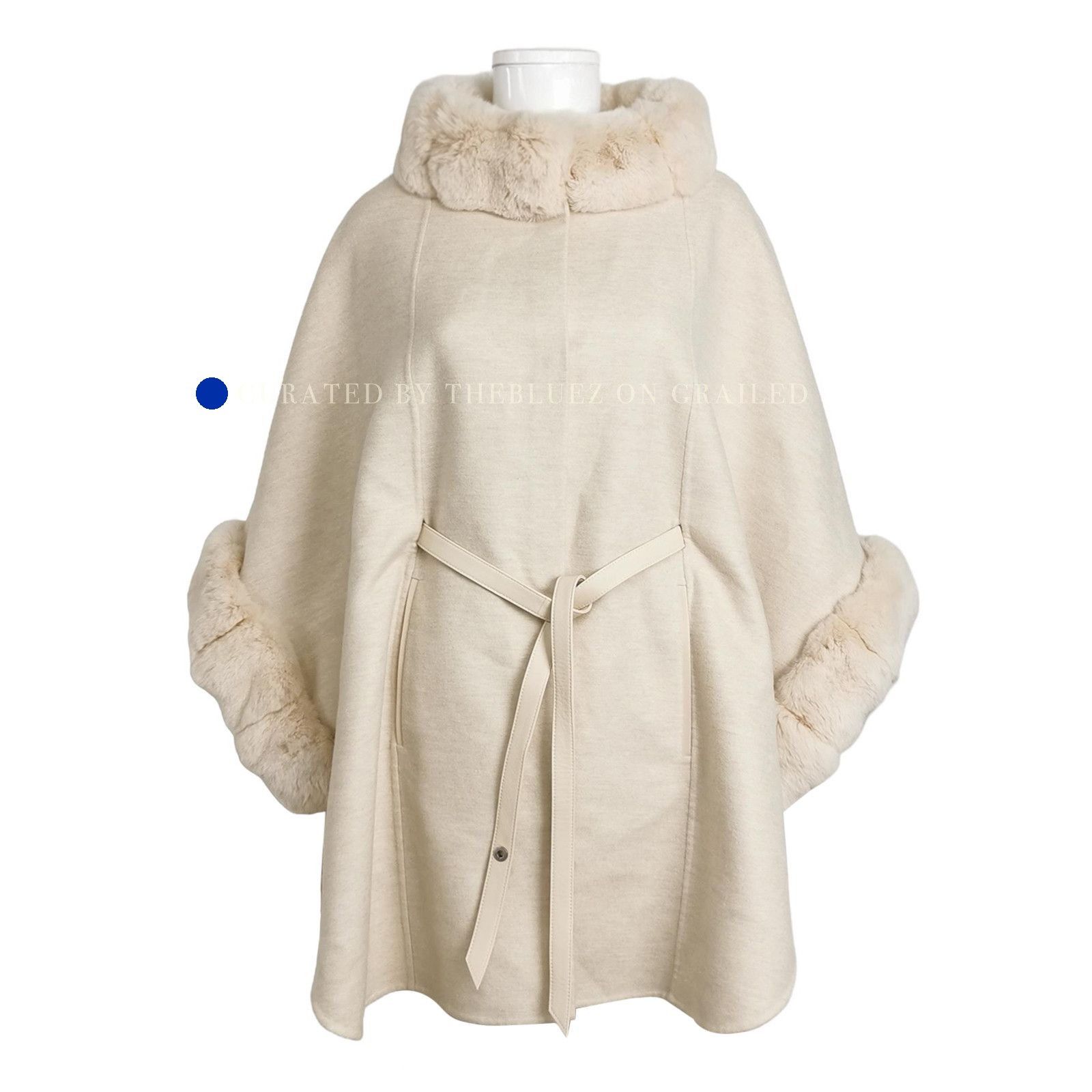Loro Piana Cashmere Fur-Trimmed Cape in Beige Size US S / EU 44-46 / 1 - 1 Thumbnail