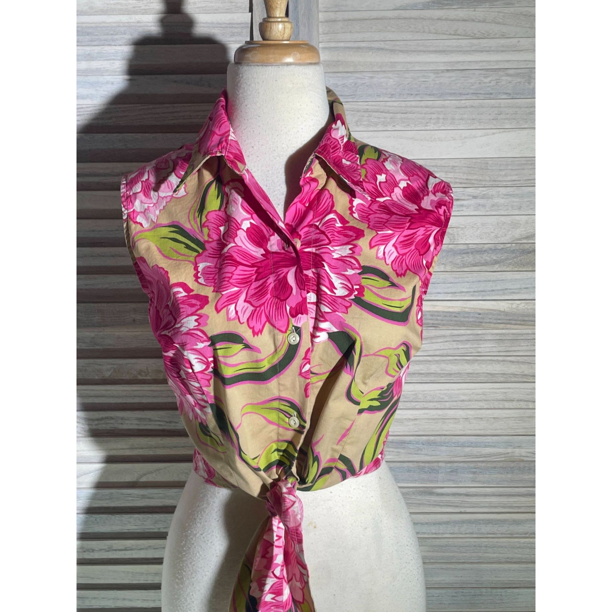 Other NY&Co Lg Tropical Tie Front Top Size L / US 10 / IT 46 - 2 Thumbnail
