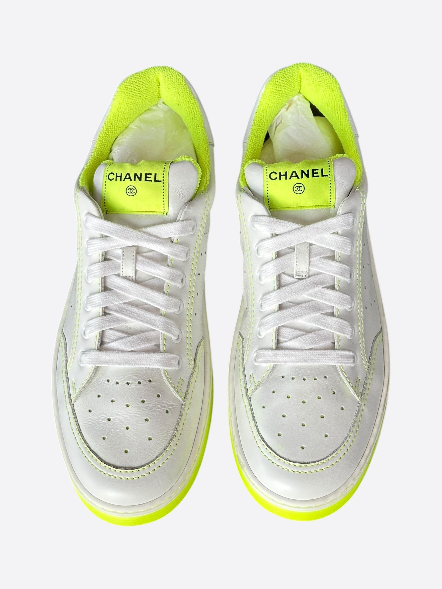 Chanel Chanel White & Yellow Logo Sneakers Size US 10 / EU 43 - 2 Thumbnail