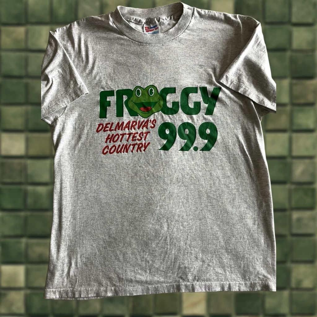 Hanes VINTAGE Froggy 99.9 FM Radio Hanes Heavyweight Mens L Gray Single Stitch Tshirt Size US L / EU 52-54 / 3 - 1 Thumbnail