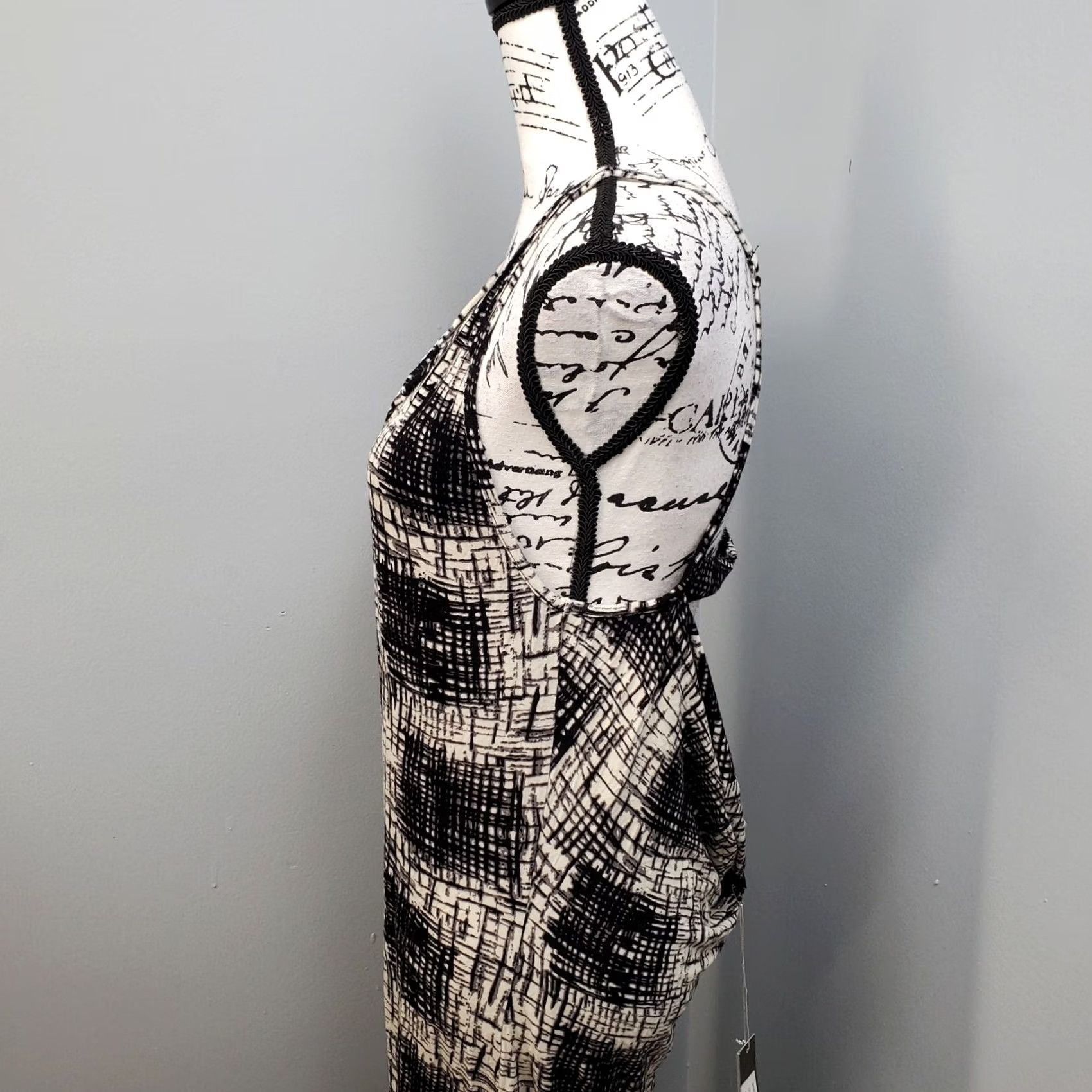 Vintage Josh Brody Maxi Dress Women L Black White Geometric Backless Strappy Sleeve Sleeveless Crew Neck Casual Party/Cocktail Size L / US 10 / IT 46 - 4 Thumbnail