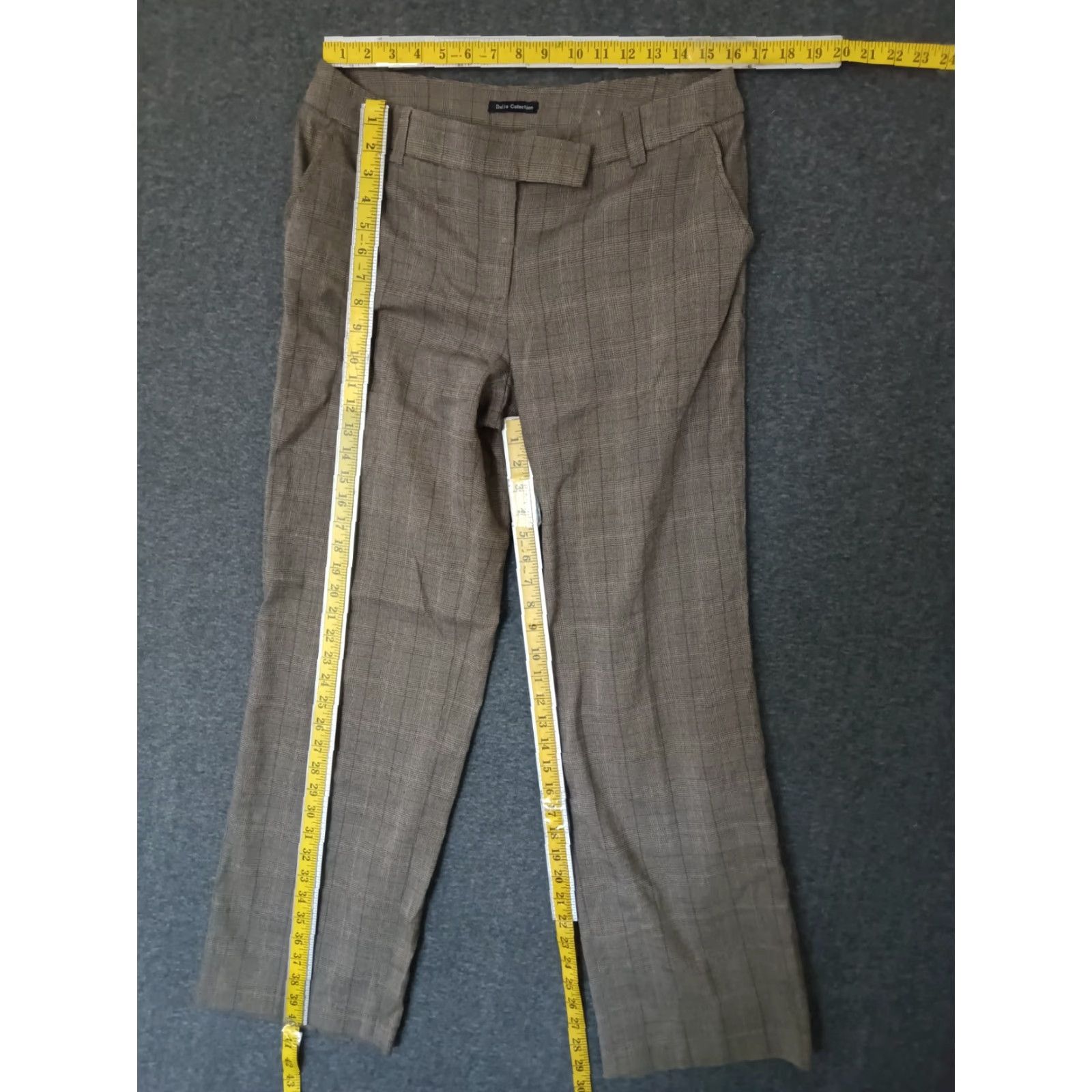 Vintage Dalia COLLECTION Women's Plaid Brown Design Dress Pants Size 10 Size 32" / US 10 / IT 46 - 4 Thumbnail