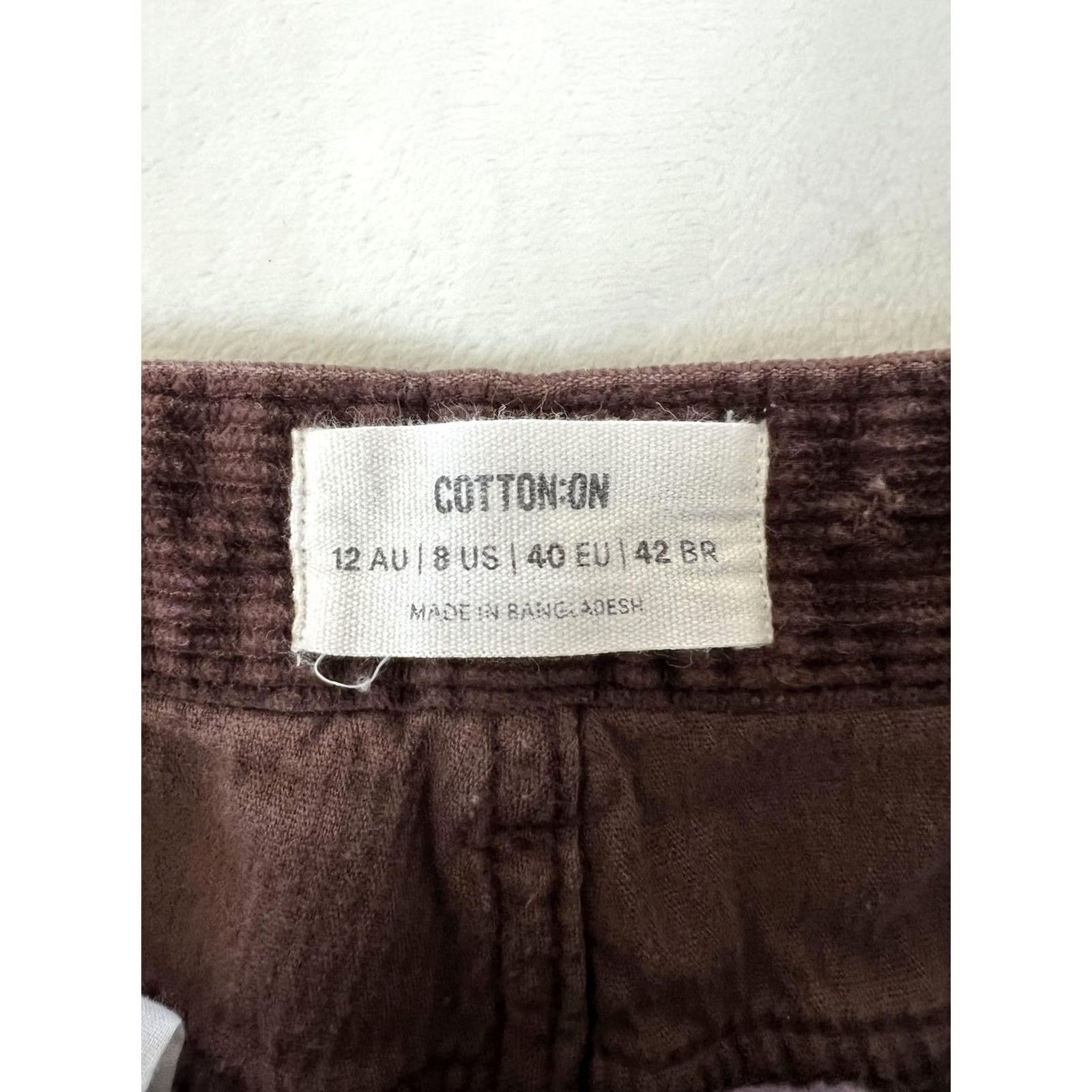 Cotton On Cotton On Jeans Womens Wide-Leg Cargo Corduroy Brown Dark Wash 8 Baggy 5-Pocket Zipper Button Inseam 30 in Size 30" / US 8 / IT 44 - 5 Thumbnail