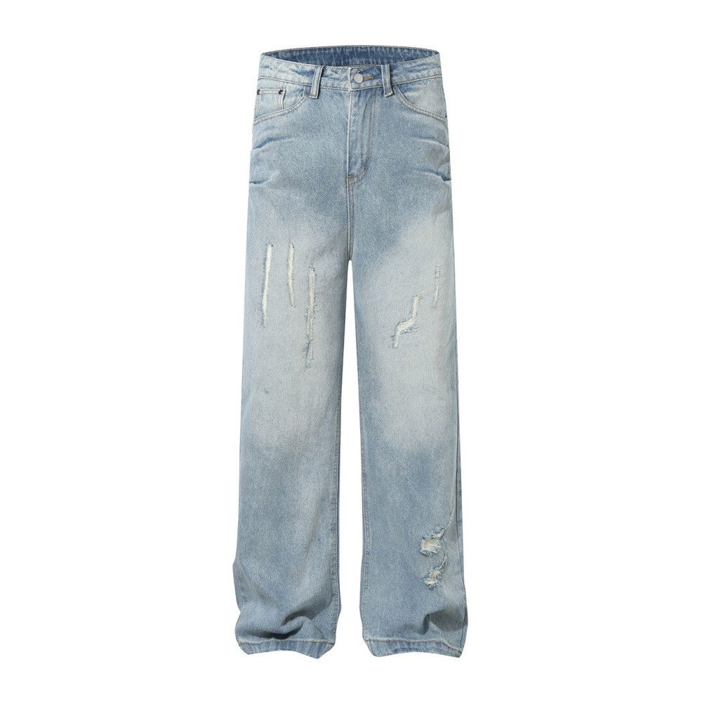 Japanese Brand × Vintage Vintage washed punk distressed loose straight jeans Size US 32 / EU 48 - 1 Thumbnail