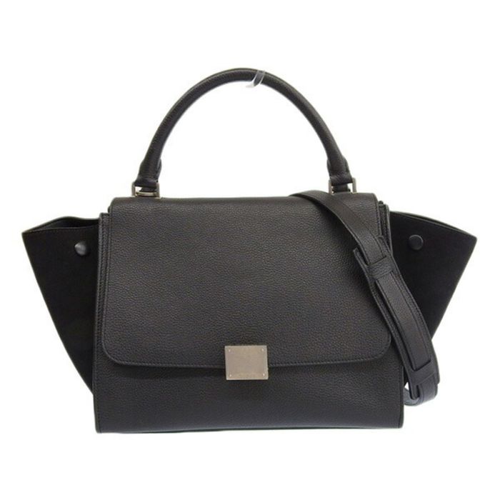 Celine Celine Trapeze Leather Suede Small Handbag 174683 Black Women's ...