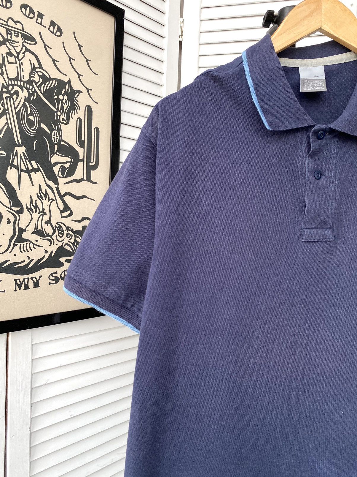 Nike × Vintage Nike Vintage Retro Polos Tee Shirt Navy Size US L / EU 52-54 / 3 - 3 Thumbnail