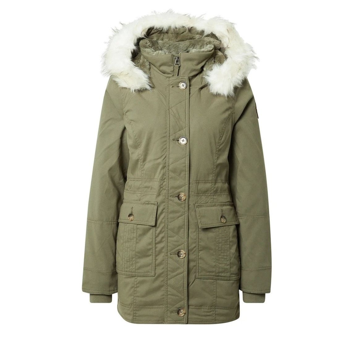 Hollister Hollister Y2K Sherpa Lined Parka Olive Green Womens XS Size XS / US 0-2 / IT 36-38 - 1 Thumbnail