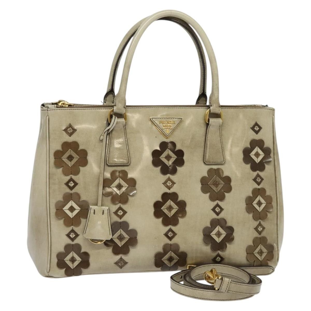 Prada Prada Flowers Galleria Double Zip Tote Spazzolato Leather Size ONE SIZE - 1 Thumbnail