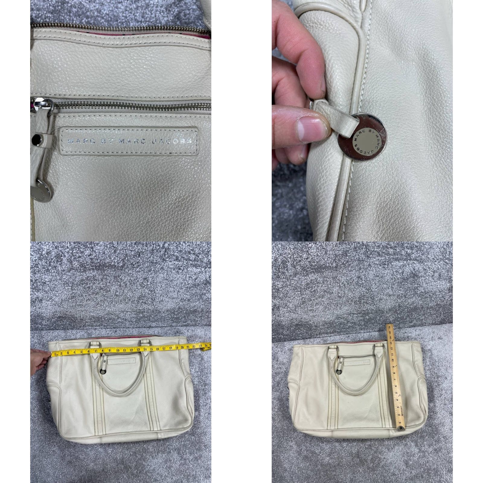 Marc by Marc Jacobs Marc by Marc Jacobs Bags Womens White Leather Outer Zip Pocket Double Handle Size ONE SIZE - 8 Thumbnail