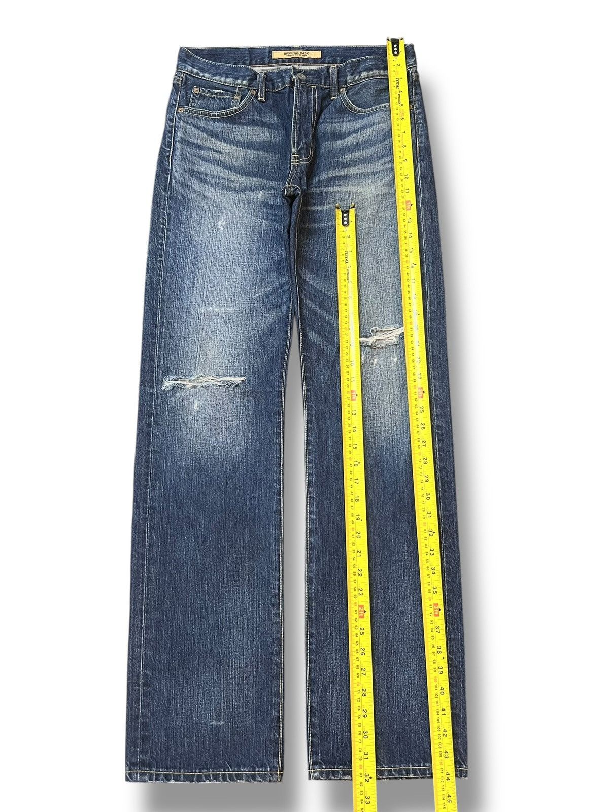 Uniqlo Uniqlo S-002 - Faded Blue Wash, Distressed Straight Jeans Size US 32 / EU 48 - 12 Thumbnail