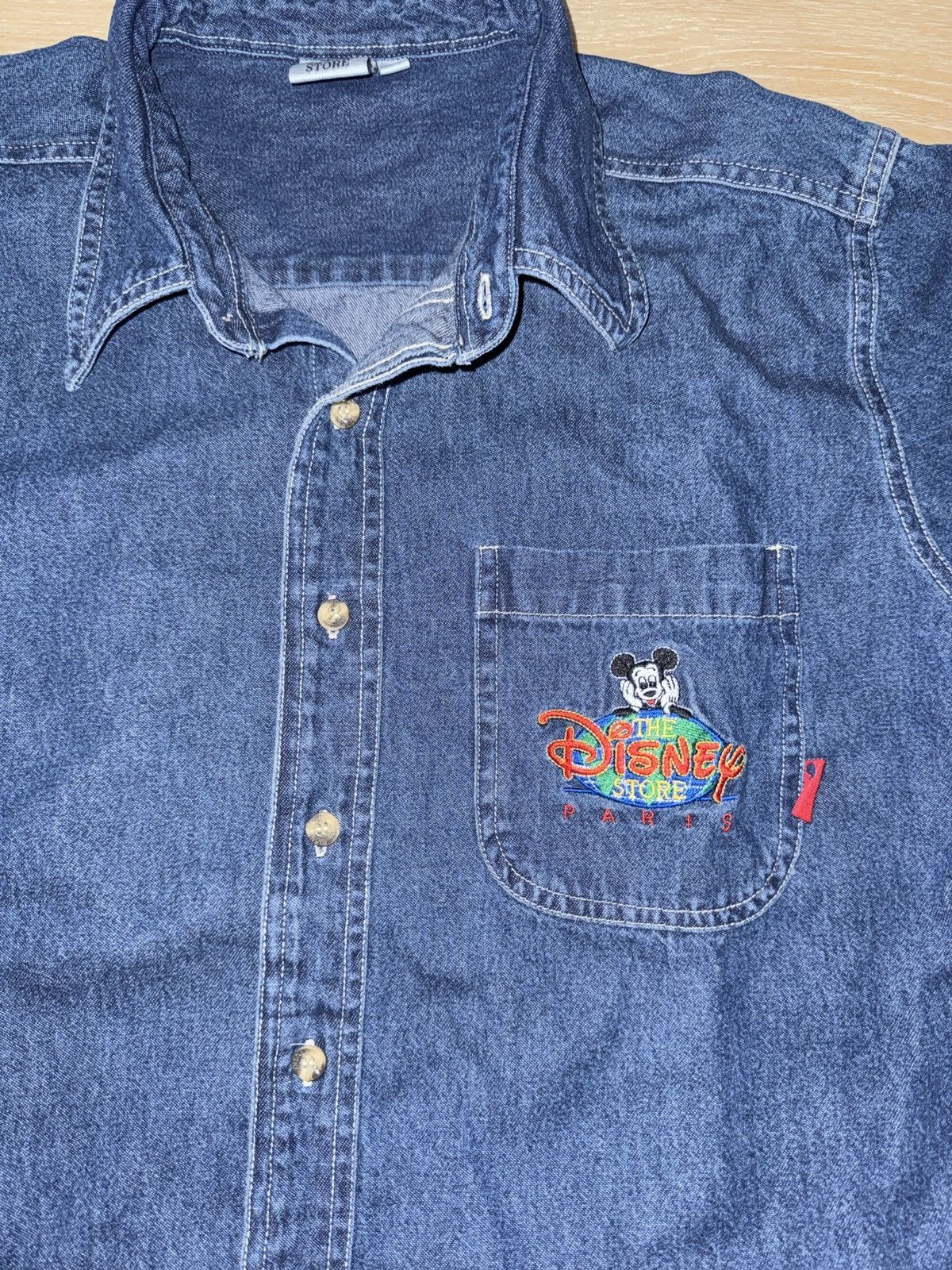 Disney Vintage 90’s Disney Store Paris Mickey Denim Button Up Size US M / EU 48-50 / 2 - 3 Thumbnail