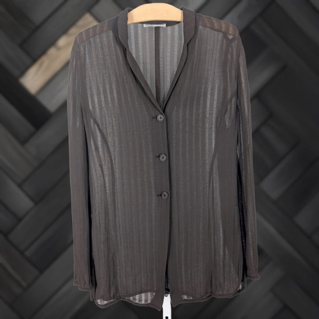 Giorgio Armani Giorgio Armani Blouse 90s Sheer Knit Brown Women XS-XL 38" Italy Emporio Vintage Size XS / US 0-2 / IT 36-38 - 1 Thumbnail