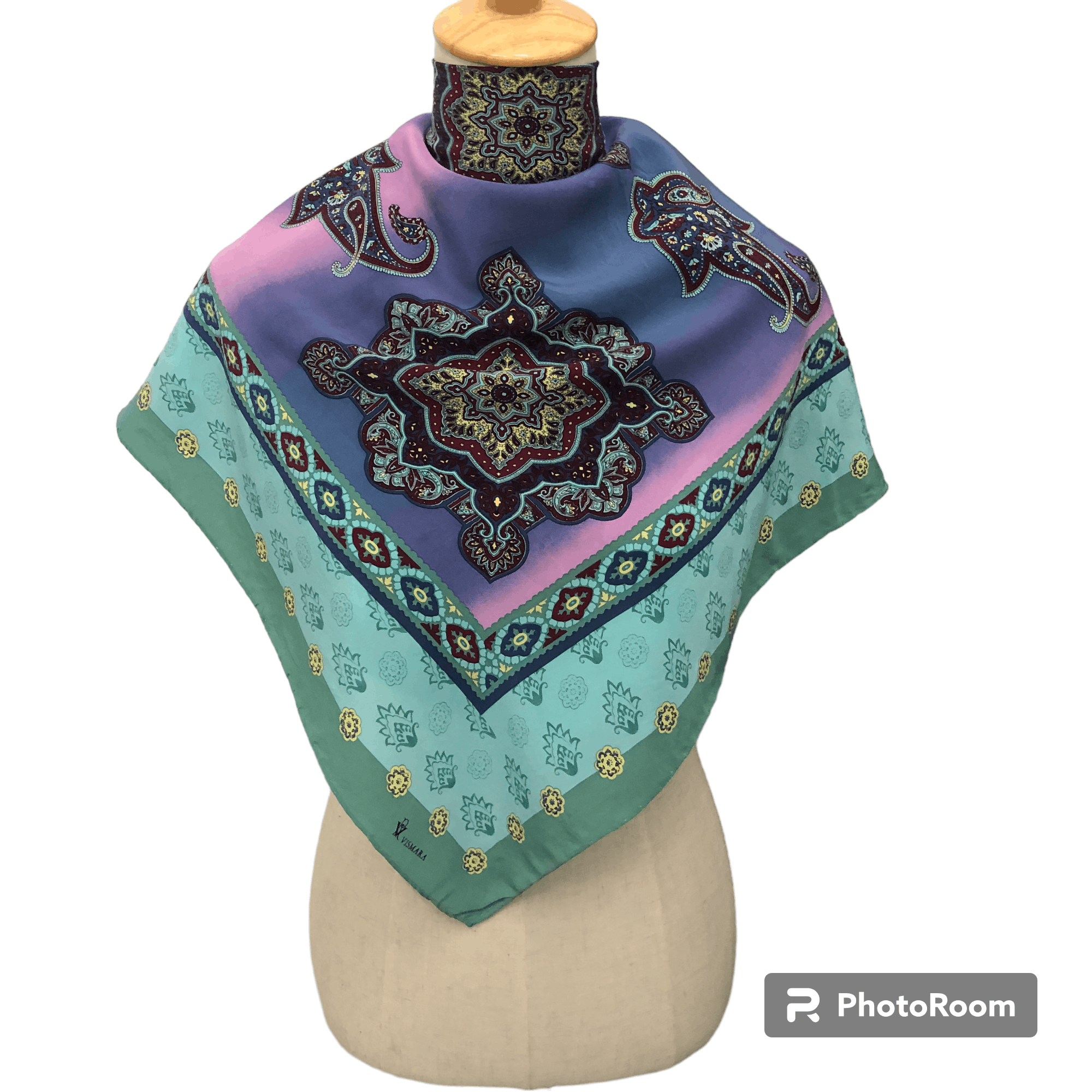 Japanese Brand Vintage Vismara Paisley Silk Scarf M320 Size ONE SIZE - 1 Thumbnail