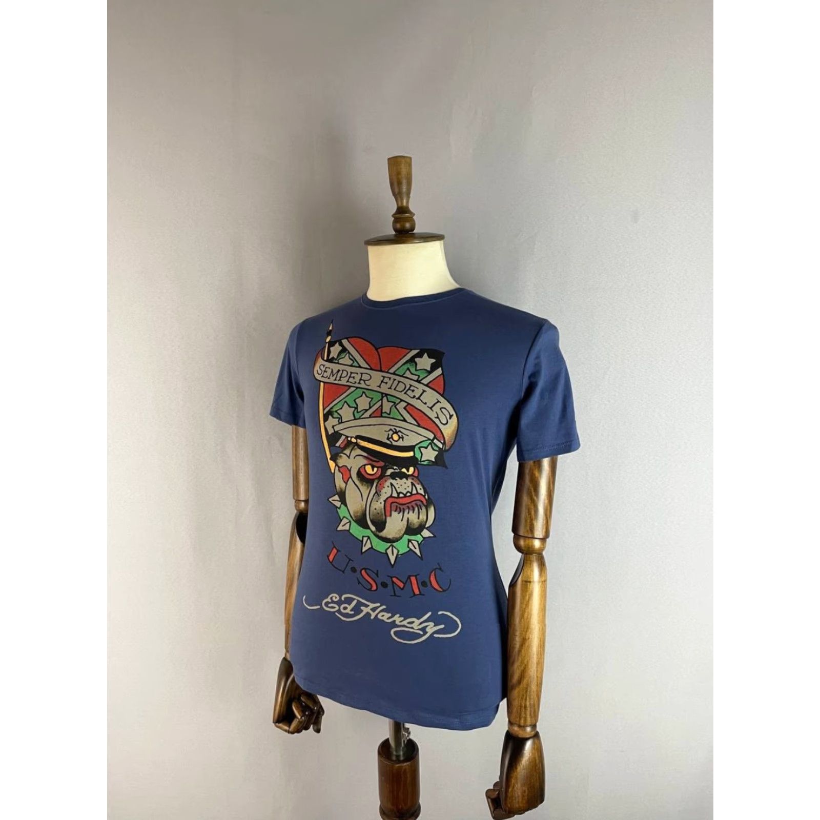 Ed Hardy Ed Hardy AlCott Mens Semper Fidelis M.C.U.S.M.C Graphic T-Shirt S Blue Size US S / EU 44-46 / 1 - 2 Thumbnail