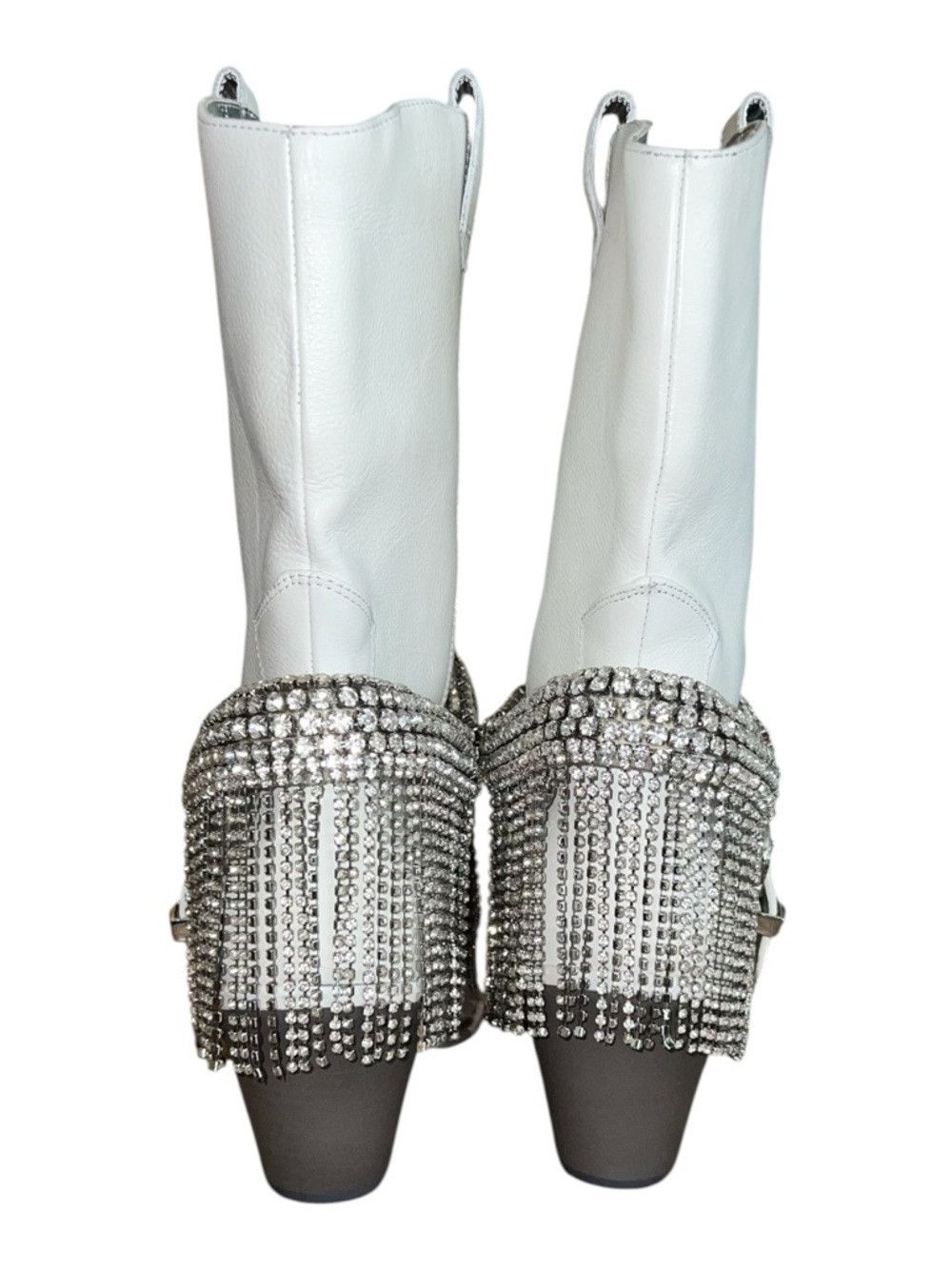 Other DanielXDiamond White Rhinestone Fringe Western Boots Snip T Size US 9.5 / IT 39.5 - 9 Thumbnail