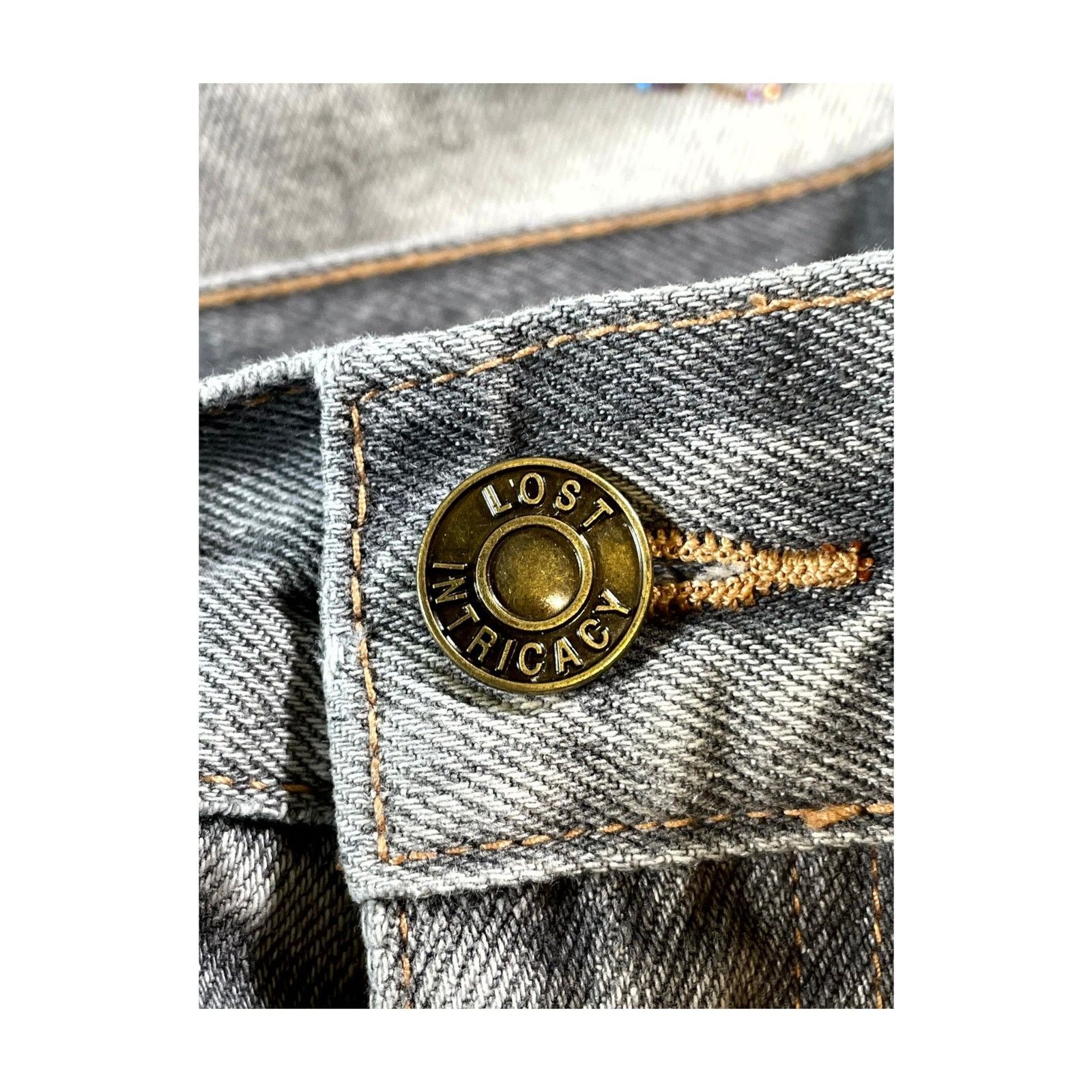 LOST INTRICACY Lost Intricacy "Rhinestone All Over" Grey Jeans Size US 36 / EU 52 - 4 Thumbnail