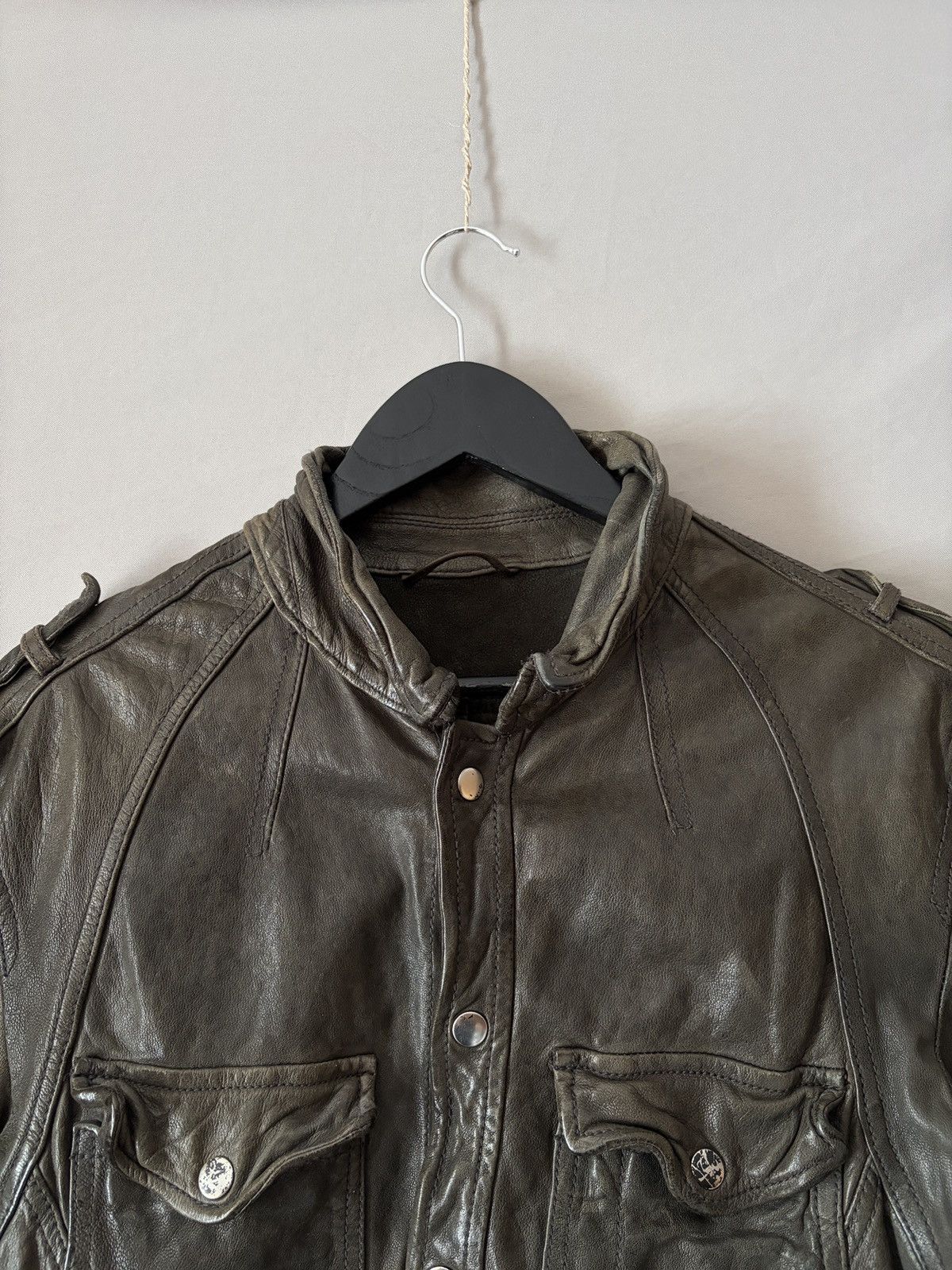 Allsaints Allsaints Wrinkled Lamb Leather Jacket Elephant Gray/Brown Size US L / EU 52-54 / 3 - 5 Thumbnail