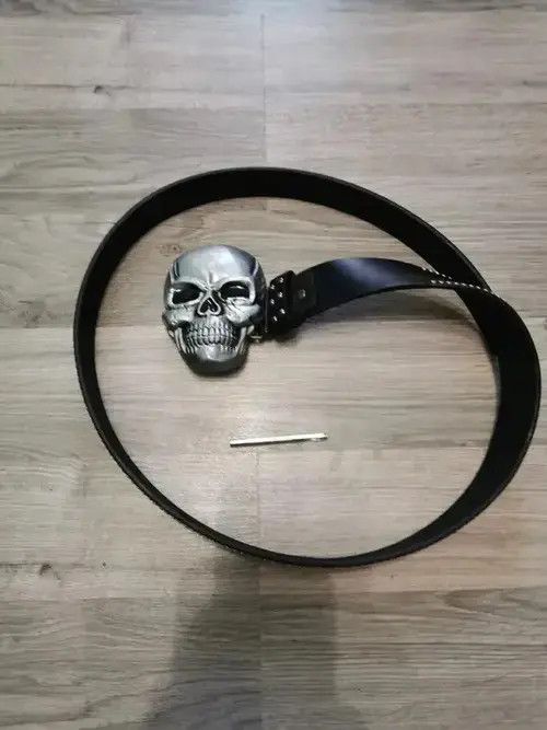 Leather Skull Buckle PU Leather Belt Size ONE SIZE - 4 Thumbnail
