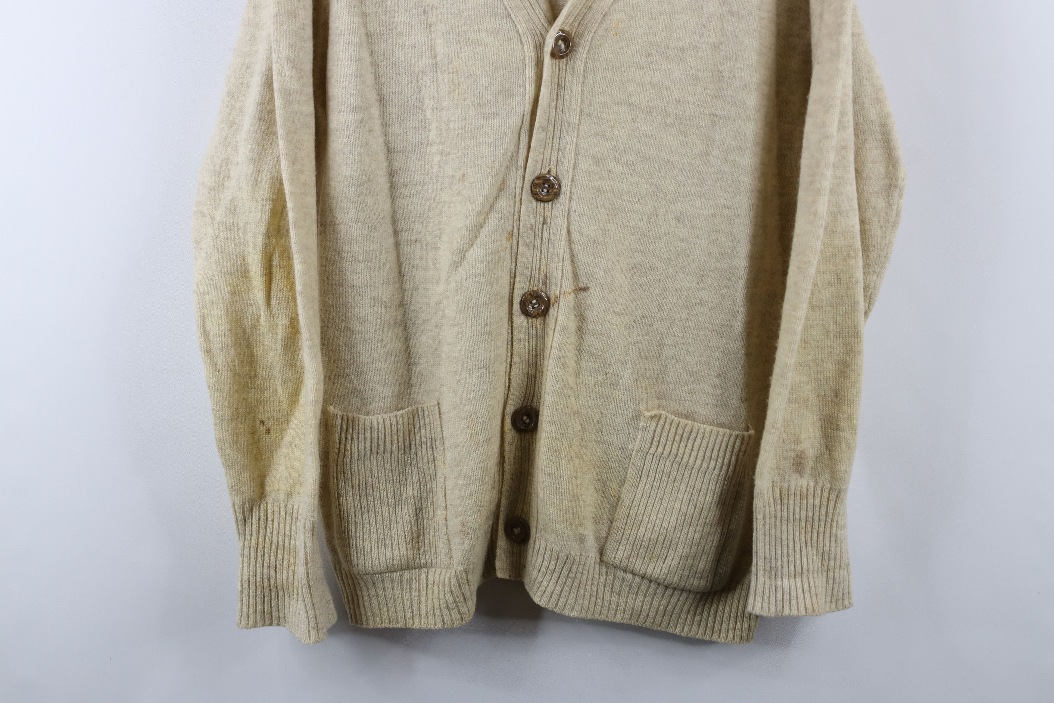 Vintage Vintage 50s Streetwear Blank Wool Knit Cardigan Sweater Size US M / EU 48-50 / 2 - 3 Thumbnail