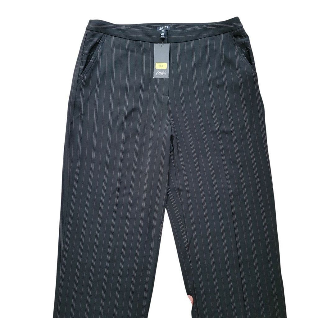 Jones New York Jones New York Fashion Stripe Black Wide-Leg Dress Pants 16 Size 38" / US 16 / IT 52 - 5 Thumbnail