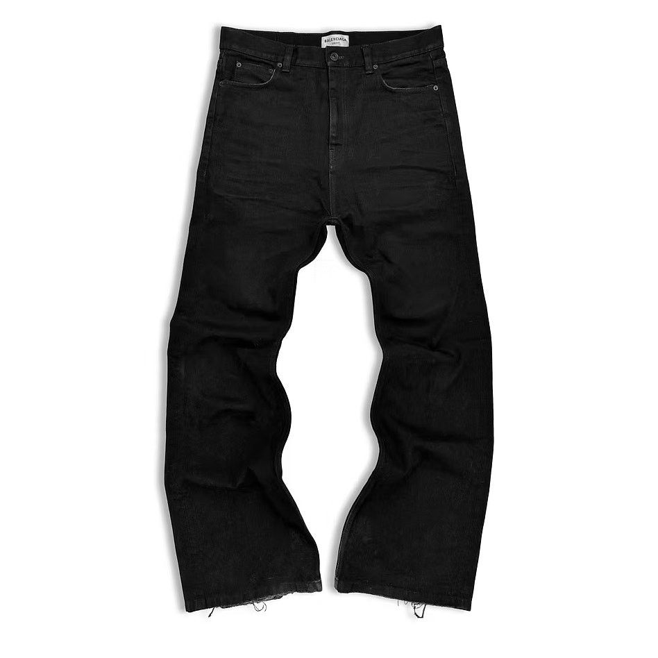 Balenciaga Lost Tape Flared Denim FW22 Black Unifit Distressed Hem