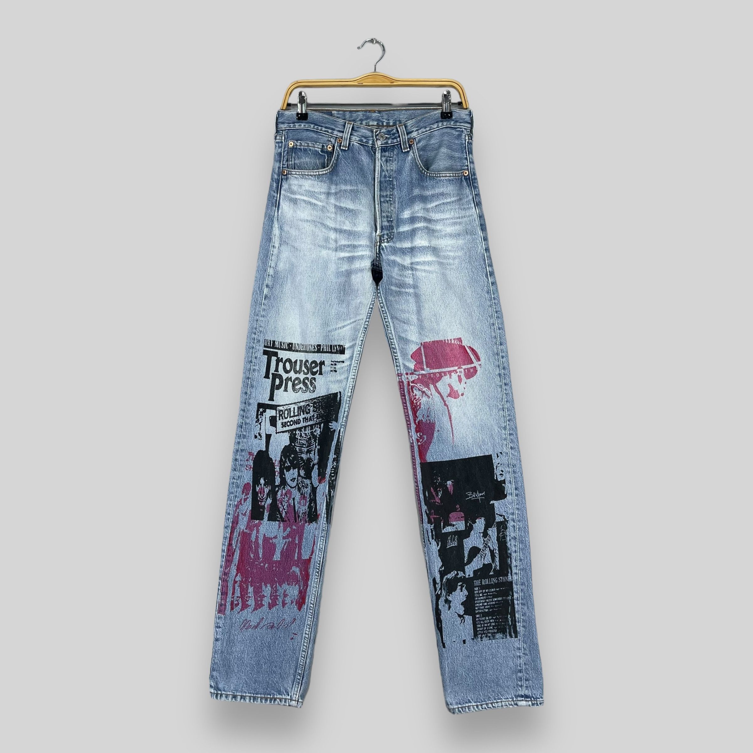 Levi's × Vintage Vintage 90s Levis 501 Rolling Stones Print Denim Jeans Size US 30 / EU 46 - 1 Thumbnail