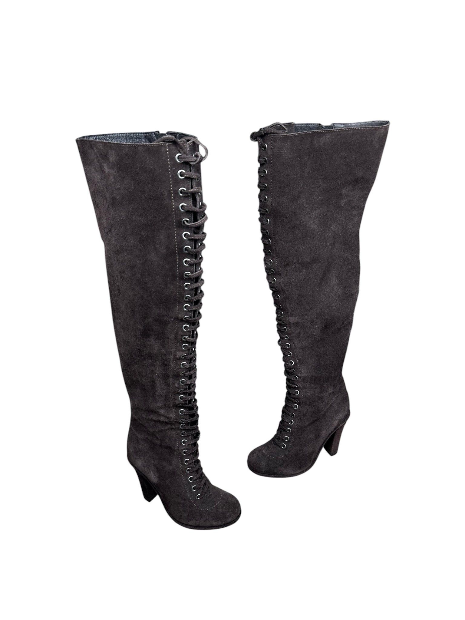 Allsaints Allsaints Stepney Avant Garde Laced Suede Heel Suede Boots Size US 6.5 / IT 36.5 - 1 Thumbnail
