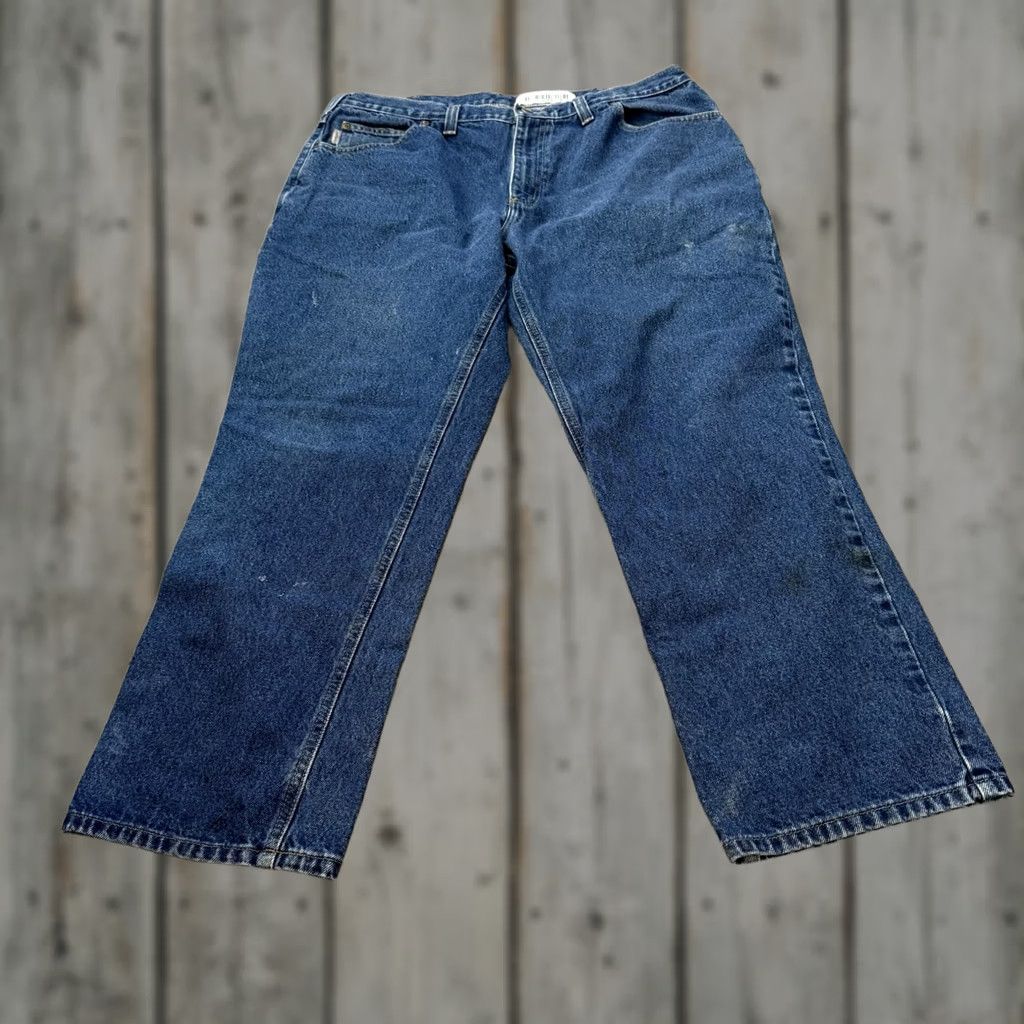 Carhartt Carhartt Jeans Mens 40x30 Relaxed Fit Straight Leg Dark Wash Blue Cotton 381-83 Logo Size US 40 / EU 56 - 1 Thumbnail