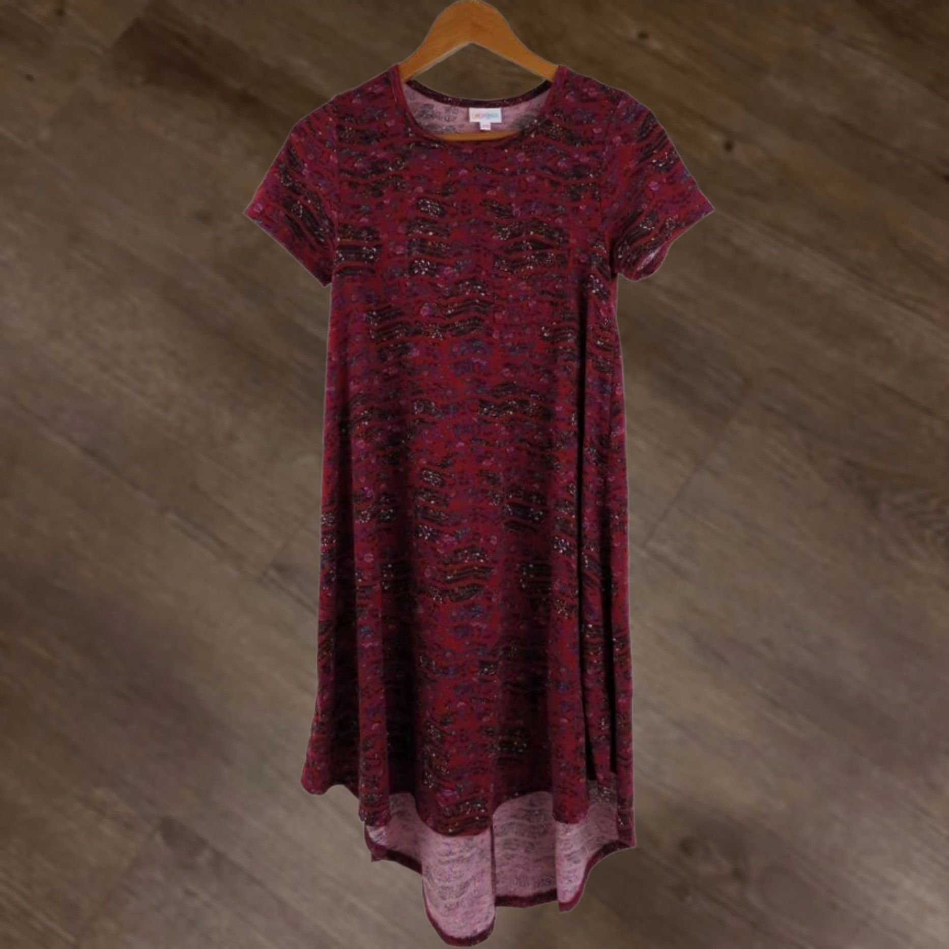 Vintage LuLaRoe Carly Dress Womens 2XS Red Floral Stripe Paisley Swing Trapeze High Low Fall EUC Black Size XXS / US 00 / IT 34 - 1 Thumbnail