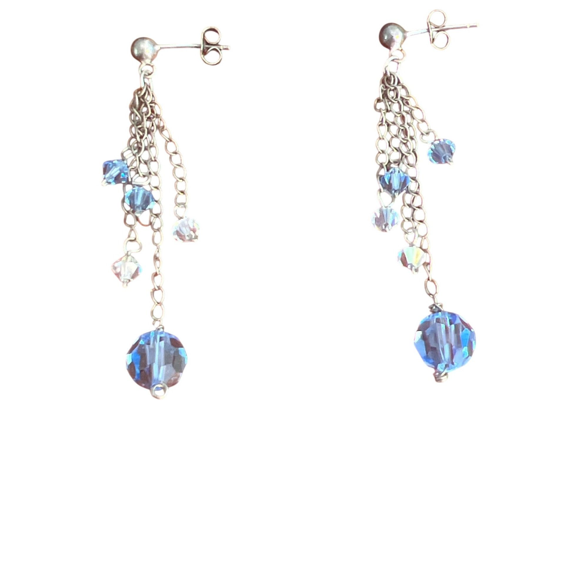 Other Vintage Sterling Silver Stud Dangle Earrings Glass Faceted B Size ONE SIZE - 1 Thumbnail
